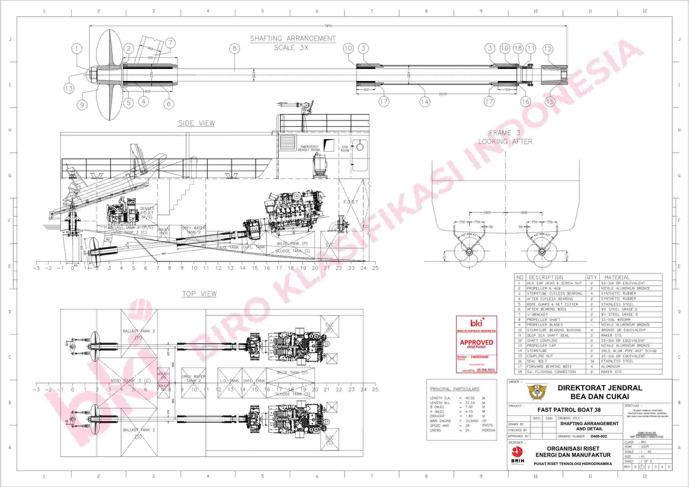 SHAFTING ARRANGEMENT AND DETAIL 1