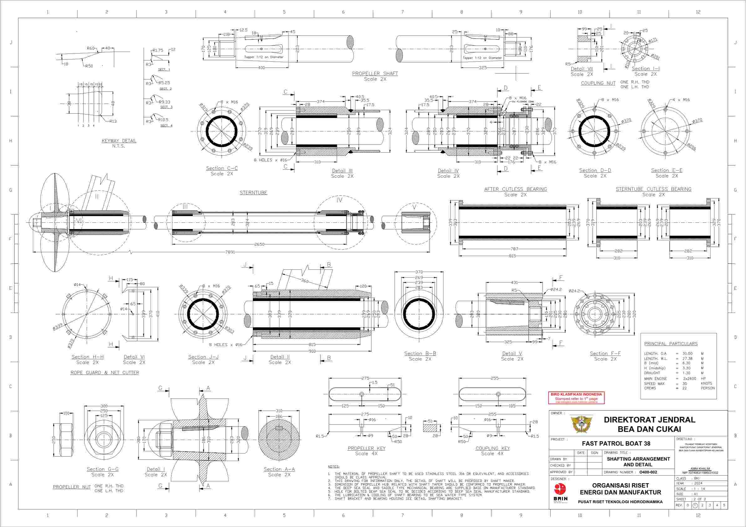 SHAFTING ARRANGEMENT AND DETAIL 2